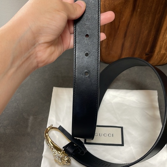 Gucci Moon Calfskin Crystal Tiger Belt 32” pant size 4 Black - Picture 7 of 10